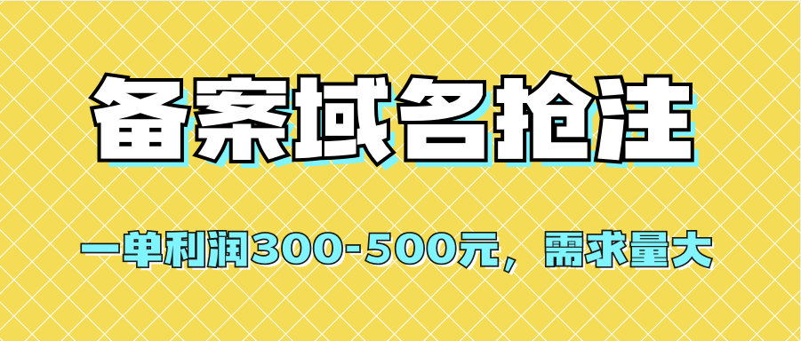 【全网首发】备案域名抢注，一单利润300-500元，需求量大-百盟网