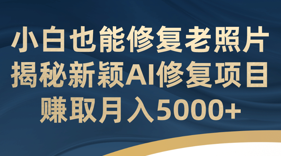 小白也能修复老照片！揭秘新颖AI修复项目，赚取月入5000+-百盟网