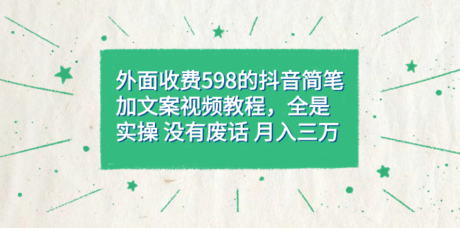 外面收费598抖音简笔加文案教程，全是实操 没有废话 月入三万（教程+资料）-百盟网