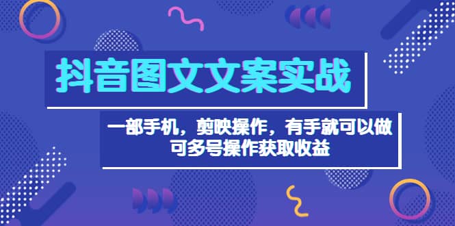 抖音图文毒文案实战：一部手机 剪映操作 有手就能做，单号日入几十 可多号-百盟网