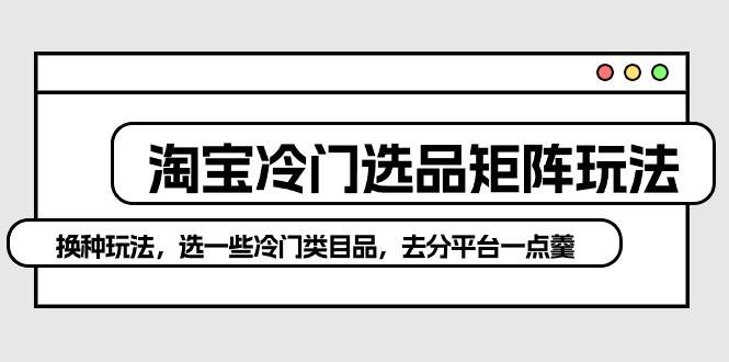 淘宝冷门选品矩阵玩法：换种玩法，选一些冷门类目品，去分平台一点羹-百盟网