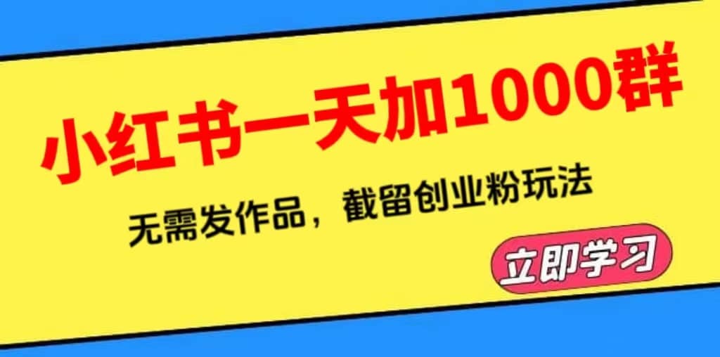 小红书一天加1000群，无需发作品，截留创业粉玩法 （附软件）-百盟网