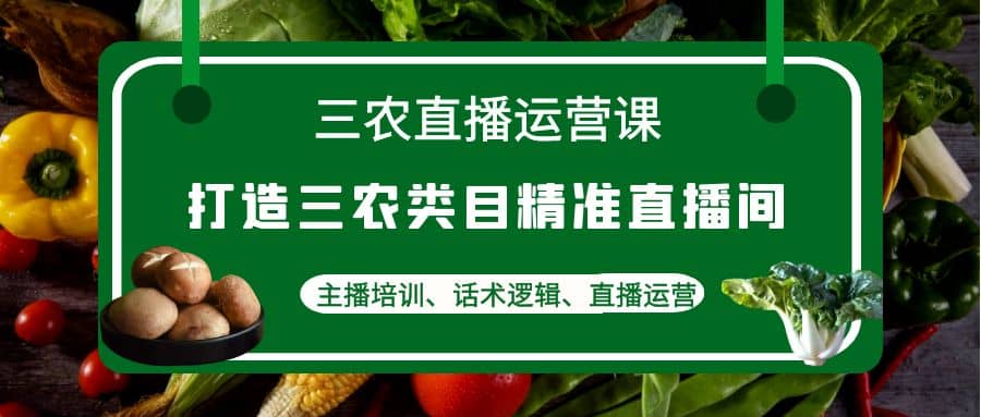 三农直播运营课：打造三农类目精准直播间，主播培训、话术逻辑、直播运营-百盟网