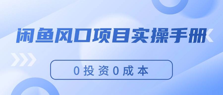 闲鱼风口项目实操手册，0投资0成本，让你做到，月入过万，新手可做-百盟网