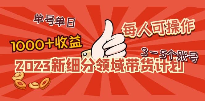 2023新细分领域带货计划：单号单日1000+收益不难，每人可操作3-5个账号-百盟网