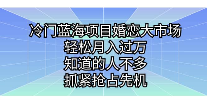 冷门蓝海项目婚恋大市场，轻松月入过万，知道的人不多，抓紧抢占先机-百盟网