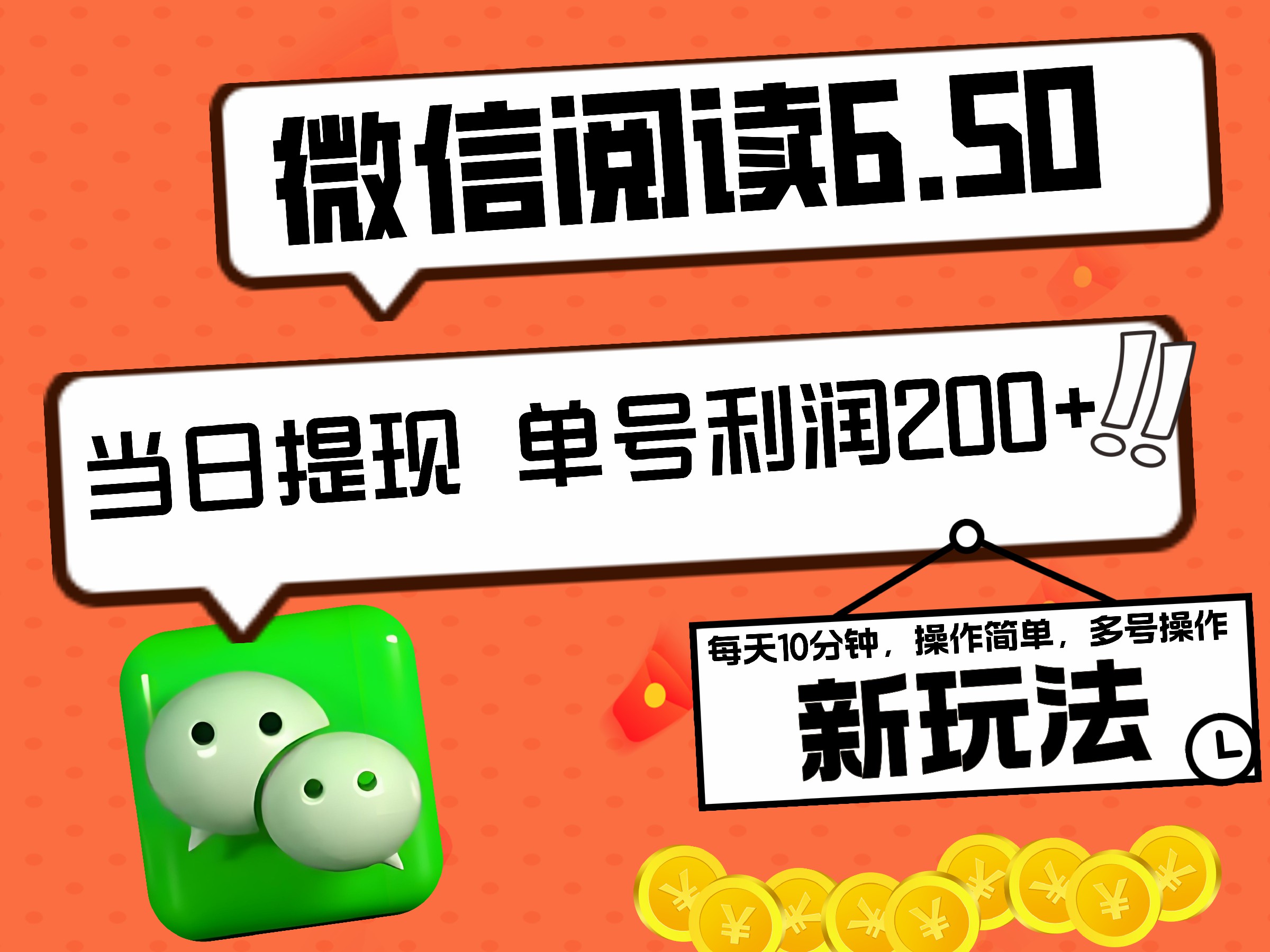 2024最新微信阅读6.50新玩法，5-10分钟 日利润200+，0成本当日提现，可矩阵多号操作-百盟网