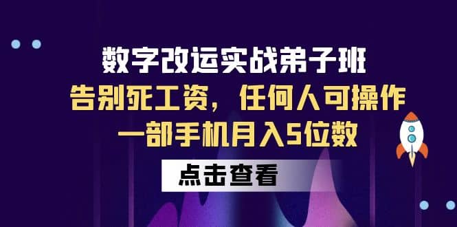 数字 改运实战弟子班：告别死工资，任何人可操作，一部手机月入5位数-百盟网