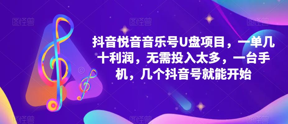 抖音音乐号U盘项目 一单几十利润 无需投入太多 一台手机 几个抖音号就开始-百盟网