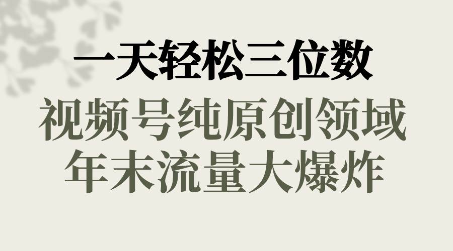 一天轻松三位数，视频号纯原创领域，春节童子送祝福，年末流量大爆炸-百盟网