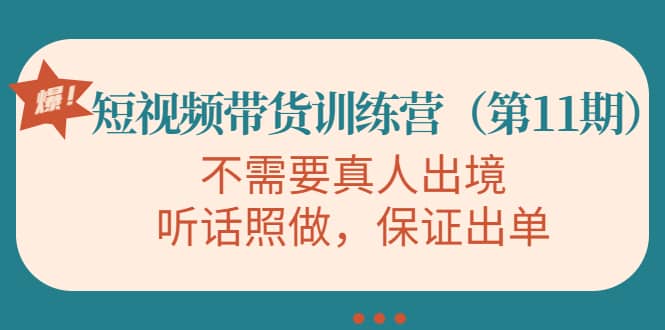 短视频带货训练营（第11期），不需要真人出境，听话照做，保证出单-百盟网