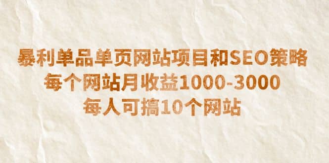 暴利单品单页网站项目和SEO策略 每个网站月收益1000-3000 每人可搞10个-百盟网