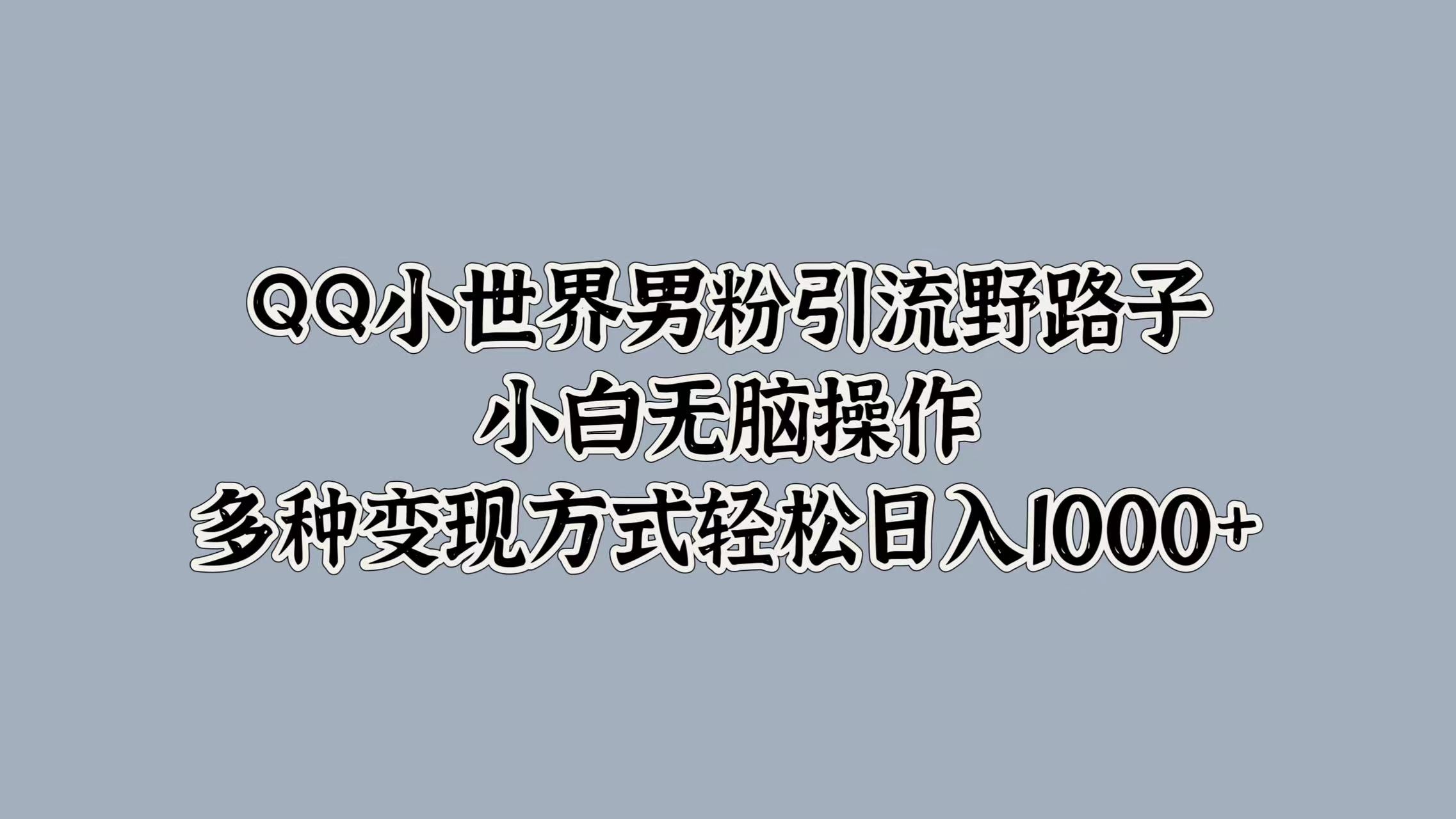 QQ小世界男粉引流野路子，小白无脑操作，多种变现方式轻松日入1000+-百盟网