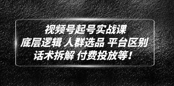 视频号起号实战课：底层逻辑 人群选品 平台区别 话术拆解 付费投放等-百盟网