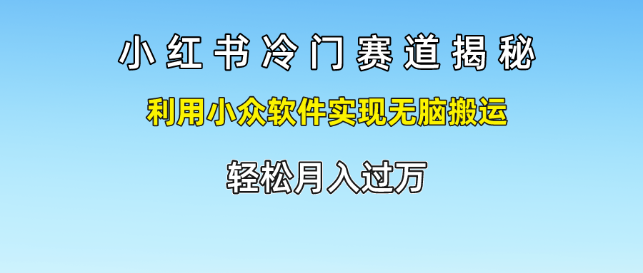 小红书冷门赛道揭秘,轻松月入过万，利用小众软件实现无脑搬运，-百盟网