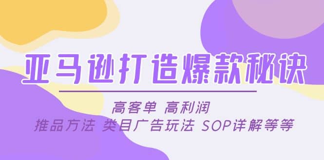 亚马逊打造爆款秘诀：高客单 高利润 推品方法 类目广告玩法 SOP详解等等-百盟网