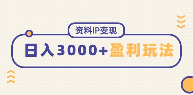 资料IP变现，持续性盈利玩法-百盟网