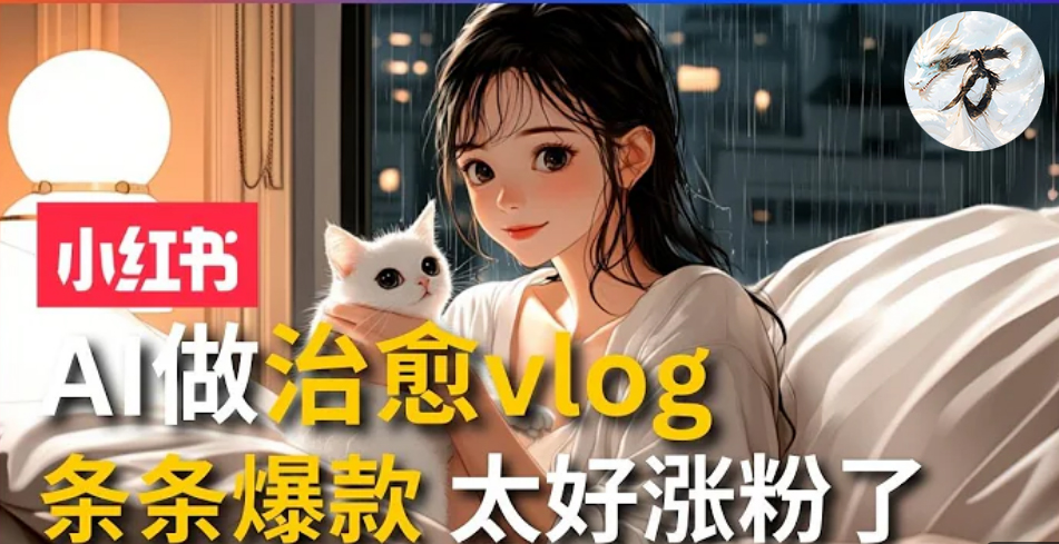 AI治愈系vlog动画视频，小红书7天 涨粉破千，商单报价1500+，0成本制作，日入2000+，有手就会 -百盟网