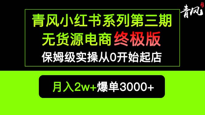 小红书无货源电商爆单终极版【视频教程+实战手册】保姆级实操从0起店爆单-百盟网