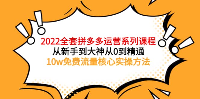 2022全套拼多多运营课程，从新手到大神从0到精通，10w免费流量核心实操方法-百盟网