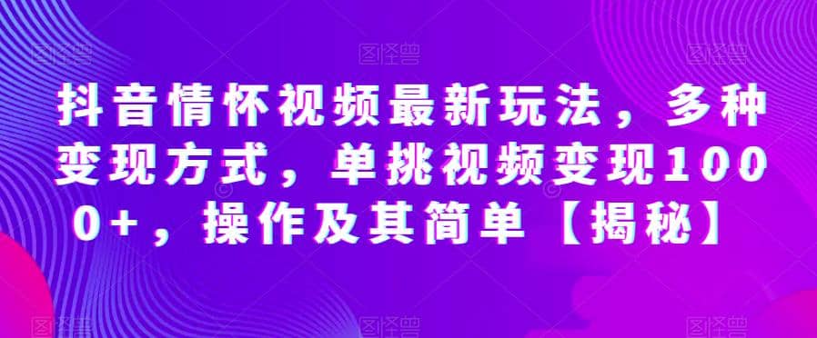 抖音情怀视频最新玩法，多种变现方式，单挑视频变现1000+，操作及其简单【揭秘】-百盟网