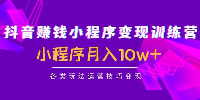 抖音小程序变现训练营：小程序各类玩法运营技巧变现-百盟网