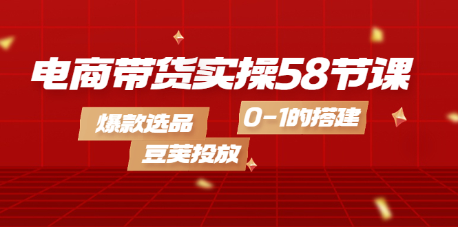 电商带货实操58节课，爆款选品，豆荚投放，0-1的搭建-百盟网