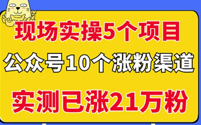 现场实操5个公众号项目，10个涨粉渠道，实测已涨21万粉！-百盟网