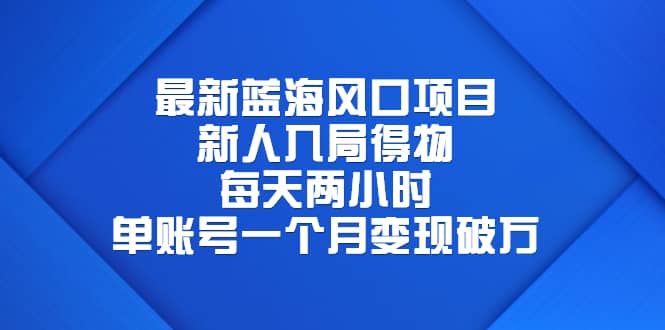 最新蓝海风口项目，新人入局得物，每天两小时，单账号一个月变现破万-百盟网