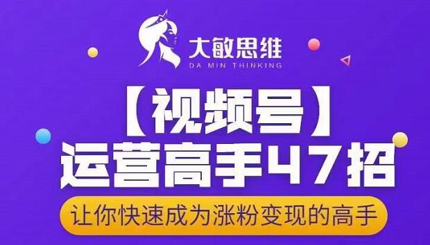 大敏思维-视频号运营高手47招，让你快速成为涨粉变现高手-百盟网