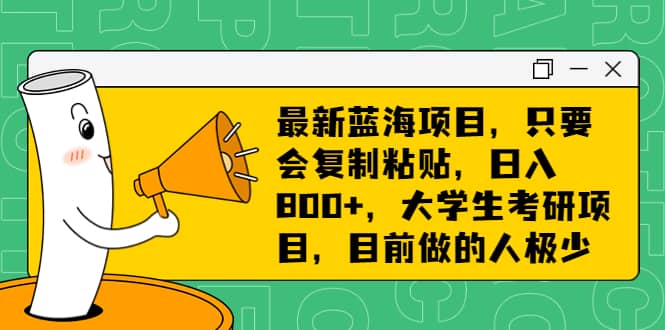 最新蓝海项目，只要会复制粘贴，日入800+，大学生考研项目，目前做的人极少-百盟网