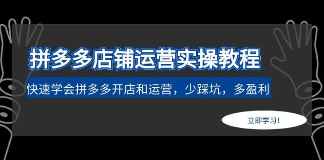 拼多多店铺运营实操教程：快速学会拼多多开店和运营，少踩坑，多盈利-百盟网