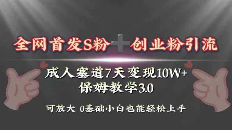 全网首发s粉加创业粉引流变现，成人用品赛道7天变现10w+保姆教学3.0-百盟网