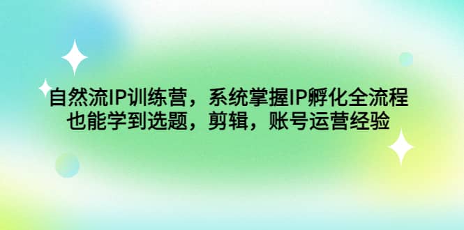 自然流IP训练营，系统掌握IP孵化全流程，也能学到选题，剪辑，账号运营经验-百盟网