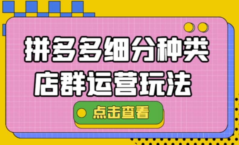 拼多多细分种类店群运营玩法3.0，11月最新玩法，小白也可以操作-百盟网