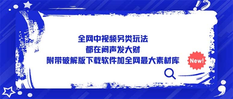 全网中视频另类玩法，都在闷声发大财，附带下载软件加全网最大素材库-百盟网