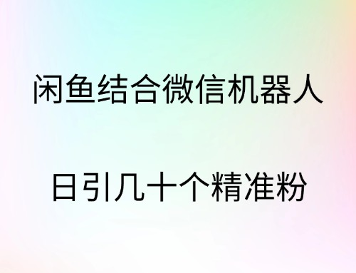 闲鱼结合微信机器人，日引几十个精准粉-百盟网