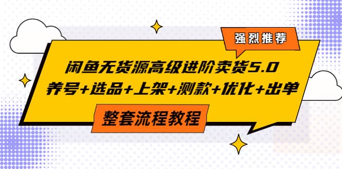 闲鱼无货源高级进阶卖货5.0，养号+选品+上架+测款+优化+出单整套流程教程-百盟网