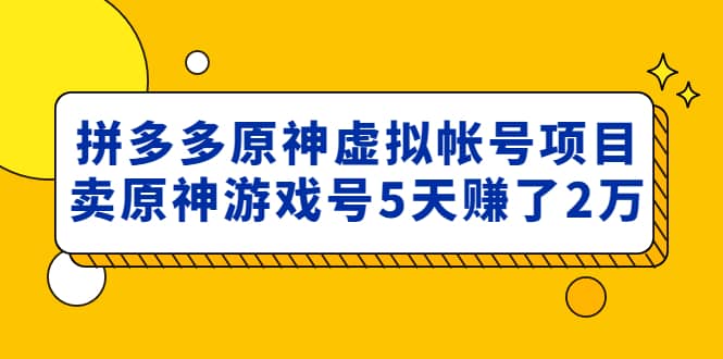 外面卖2980的拼多多原神虚拟帐号项目-百盟网