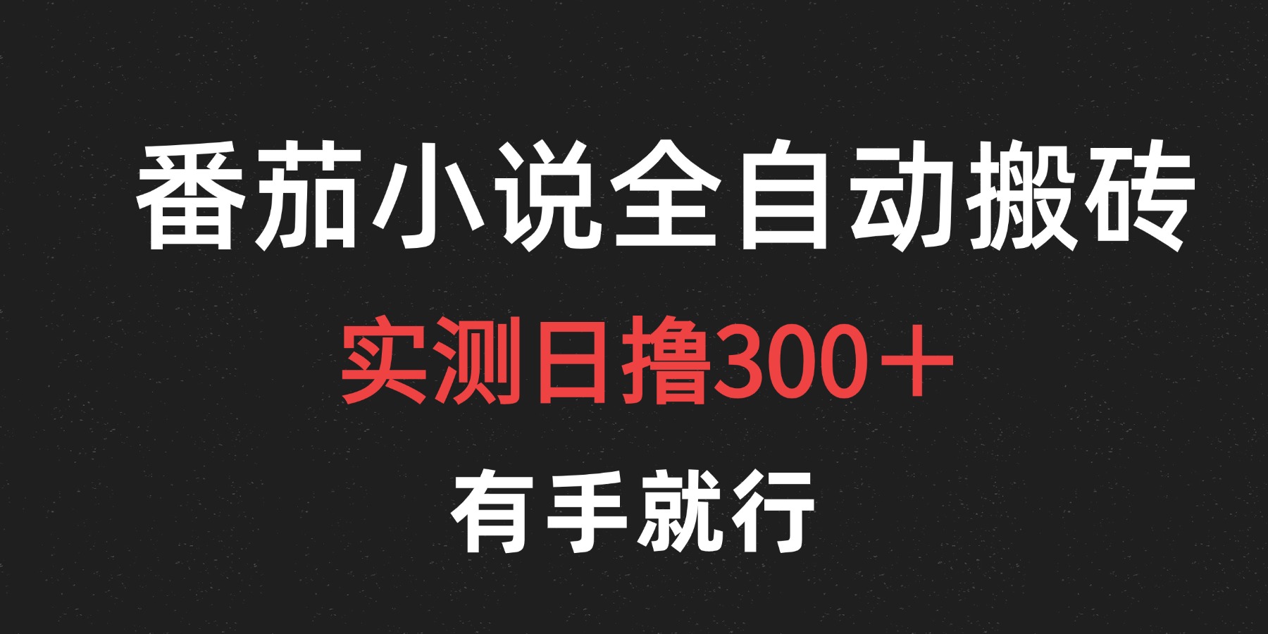 最新番茄小说挂机搬砖，日撸300＋！有手就行，可矩阵放大-百盟网