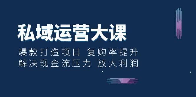 私域运营大课：爆款打造项目 复购率提升 解决现金流压力 放大利润-百盟网