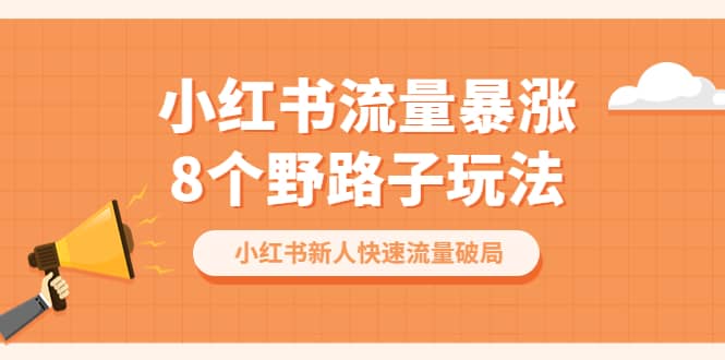 小红书流量-暴涨8个野路子玩法：小红书新人快速流量破局（8节课）-百盟网