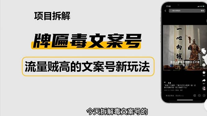 2023抖音快手毒文案新玩法，牌匾文案号，起号快易变现-百盟网