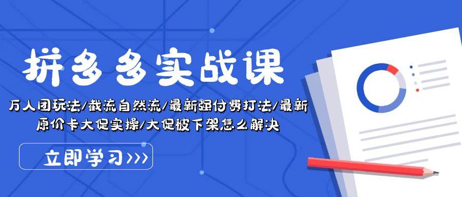 拼多多·实战课：万人团玩法/截流自然流/最新强付费打法/最新原价卡大促..-百盟网