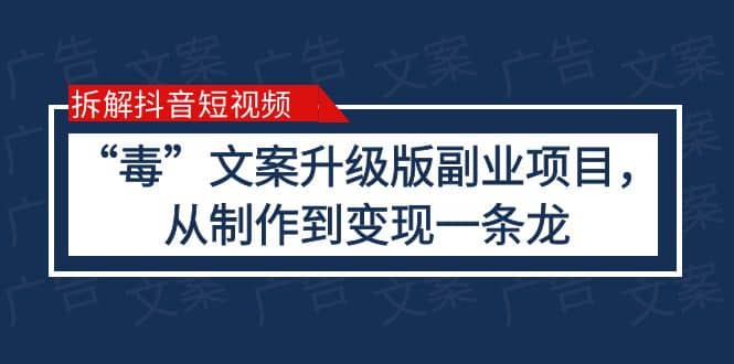 拆解抖音短视频：“毒”文案升级版副业项目，从制作到变现（教程+素材）-百盟网