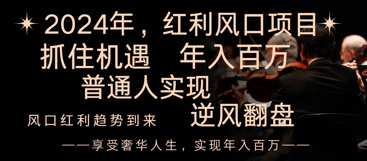 2024红利风口项目来袭，享受第一波红利，逆风翻盘普通人也能实现，年入百万-百盟网