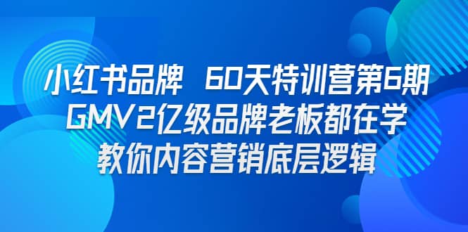 小红书品牌 60天特训营第6期 GMV2亿级品牌老板都在学 教你内容营销底层逻辑-百盟网