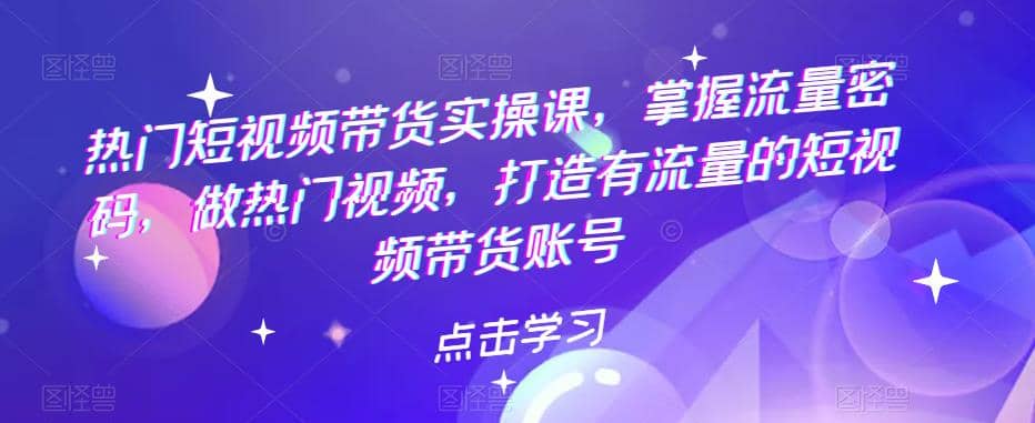 热门短视频带货实战 掌握流量密码 做热门视频 打造有流量的短视频带货账号-百盟网