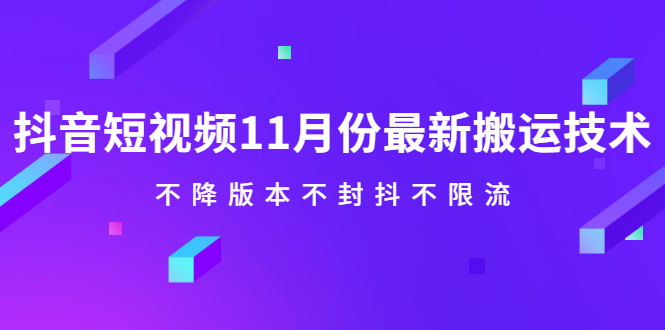 抖音短视频11月份最新搬运技术，不降版本不封抖不限流！【视频课程】-百盟网