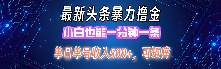 最新头条撸金，小白也能一分钟一条-百盟网